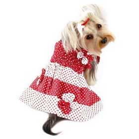 Red & White Polka Dots Sundress with Contrasting Flowers - S
