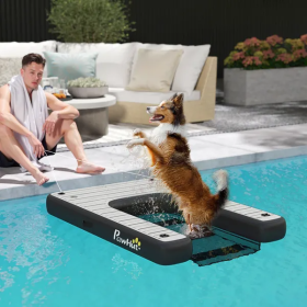 Inflatable Dog Boat Ramp Up To 286 Lbs, For Boat, Dock, Lake, Non-Slip, Safe & Easy (Color: Grey)